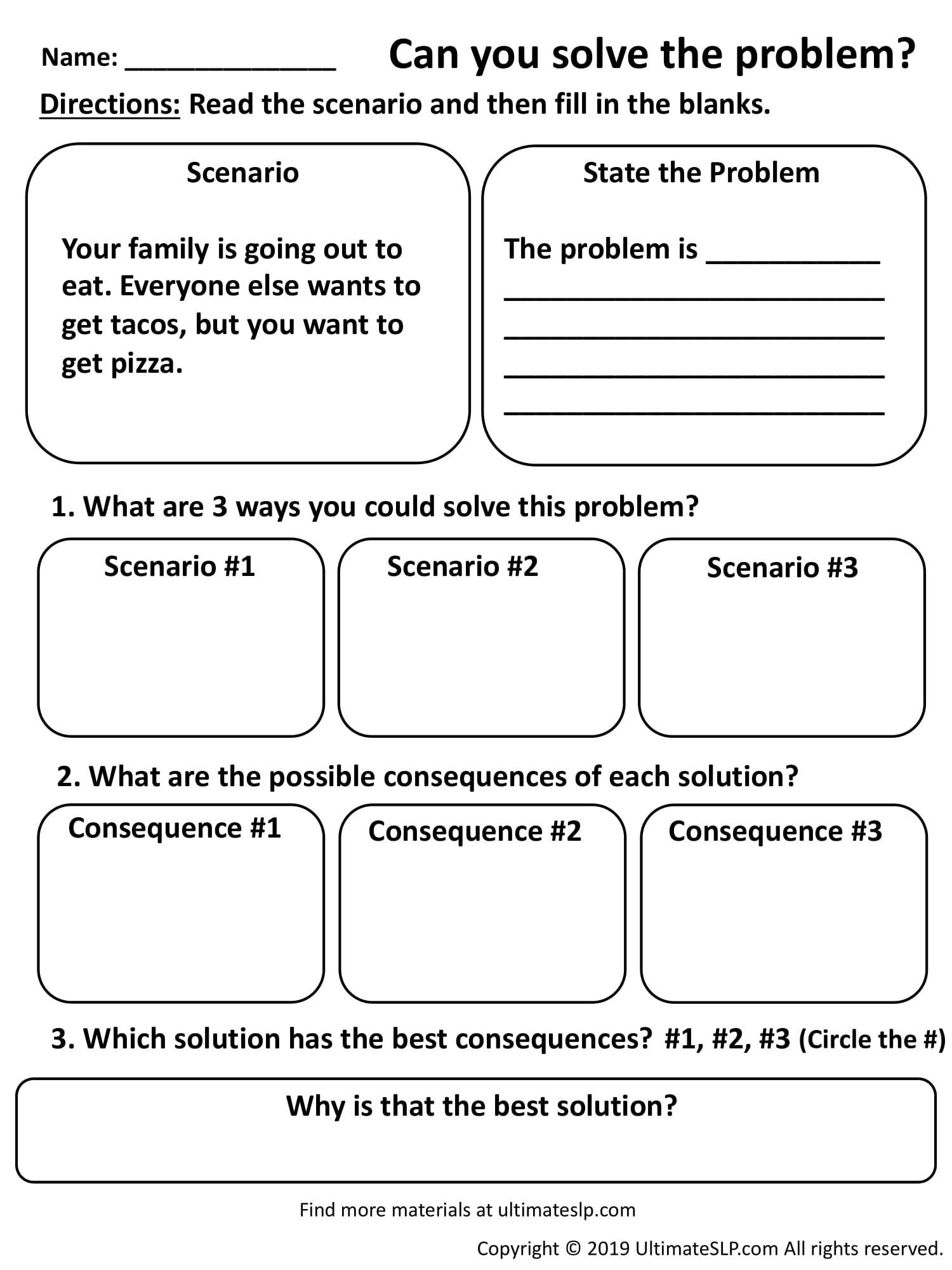 middle school math problem solving worksheets