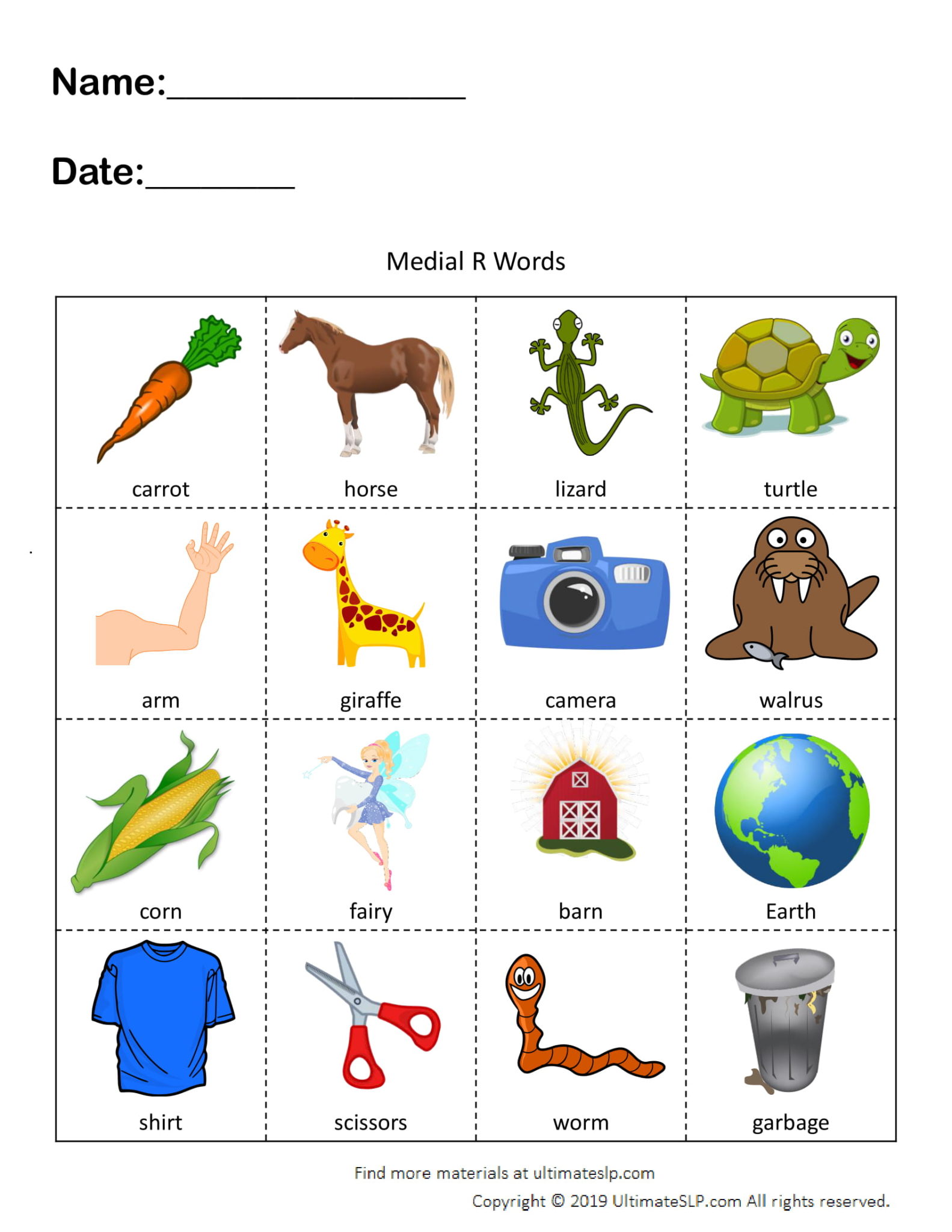 r words with pictures speech therapy