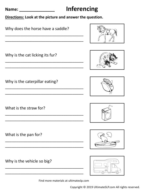 Inferencing Worksheet 1 - Ultimate SLP