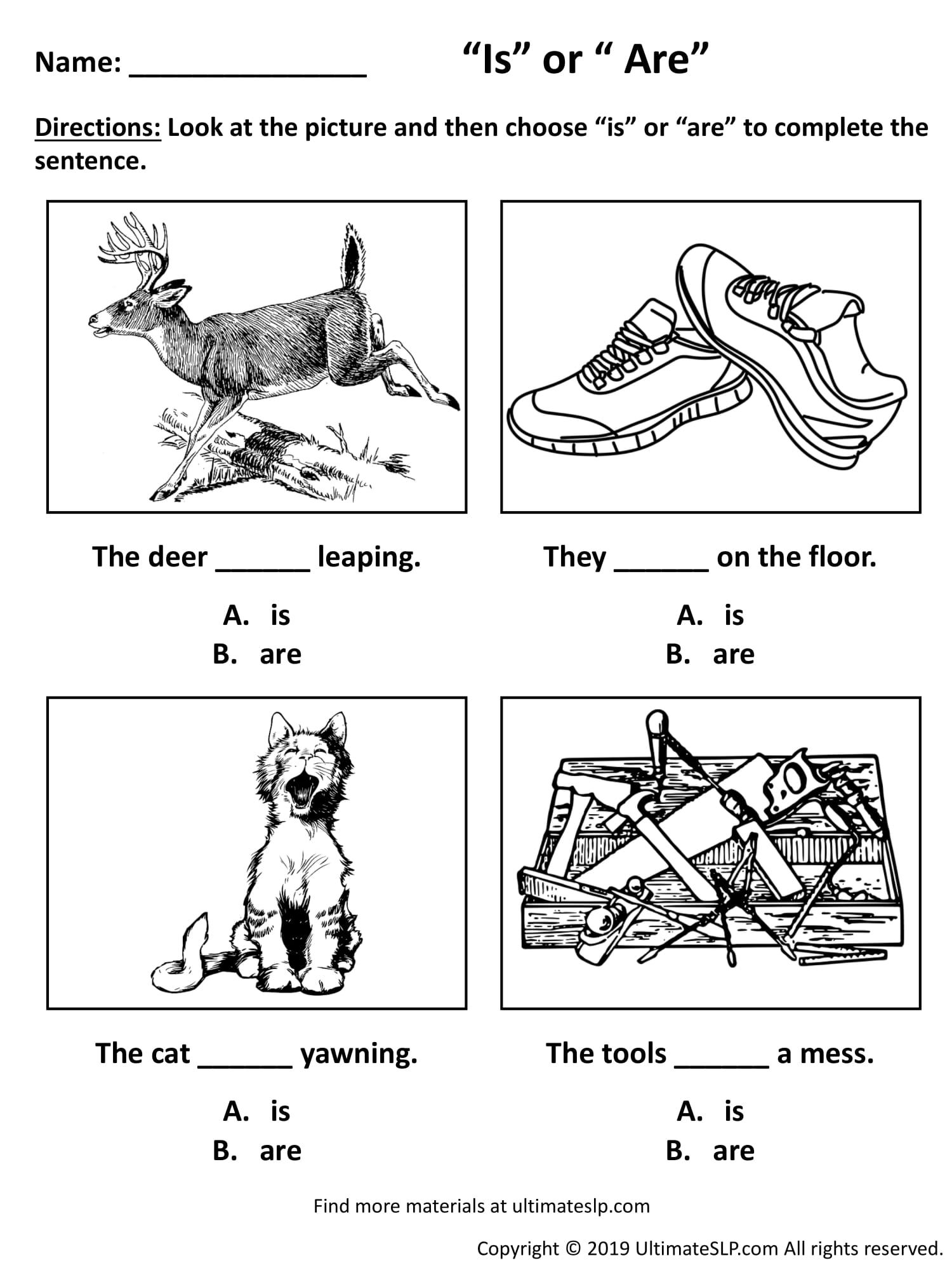 Is Or Are Worksheet Ultimate SLP