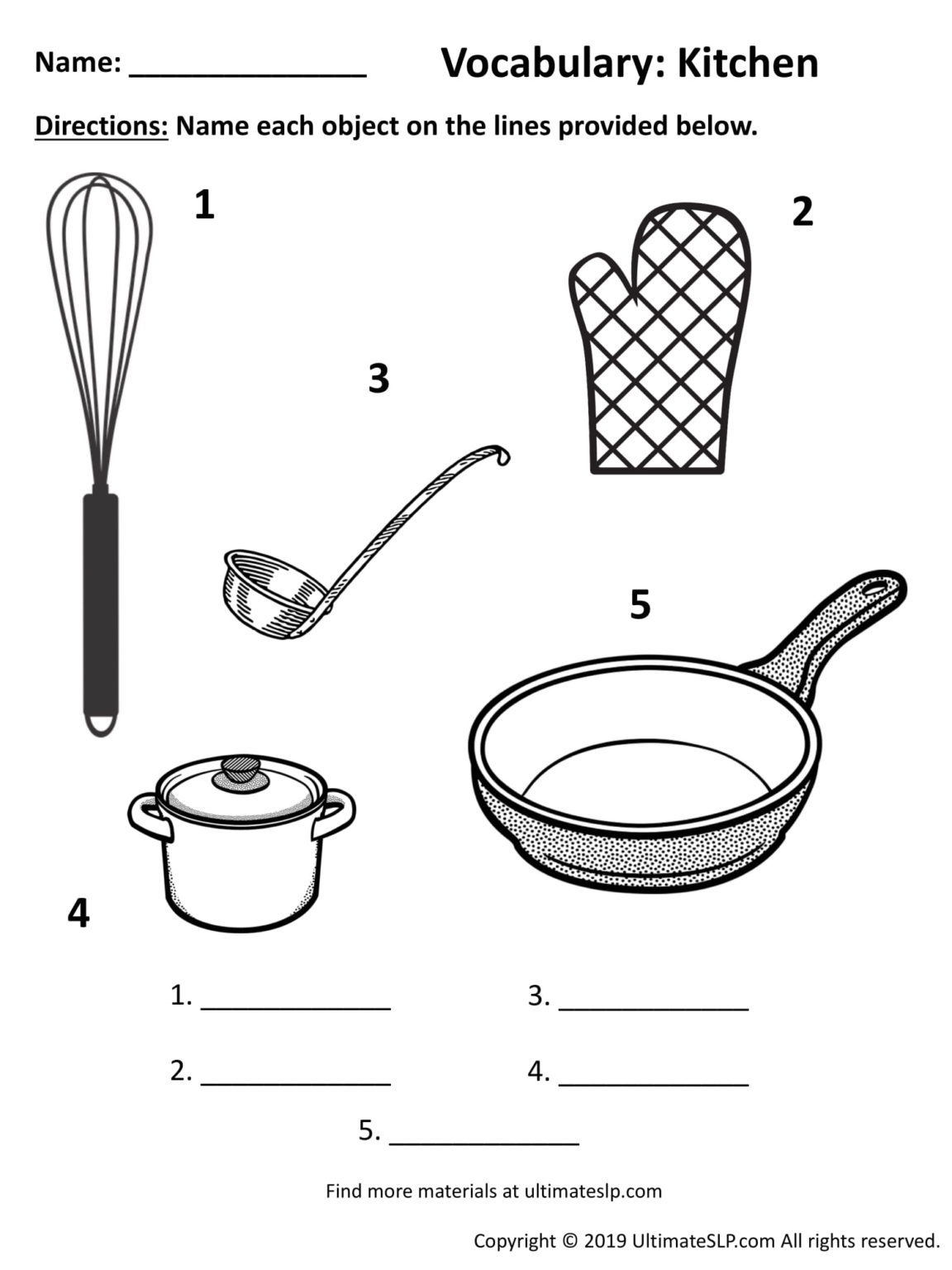 Kitchen Worksheet - Ultimate SLP