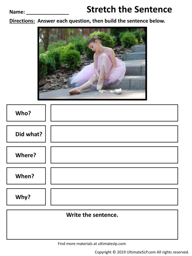 Stretch the Sentence Worksheet 1 - Ultimate SLP