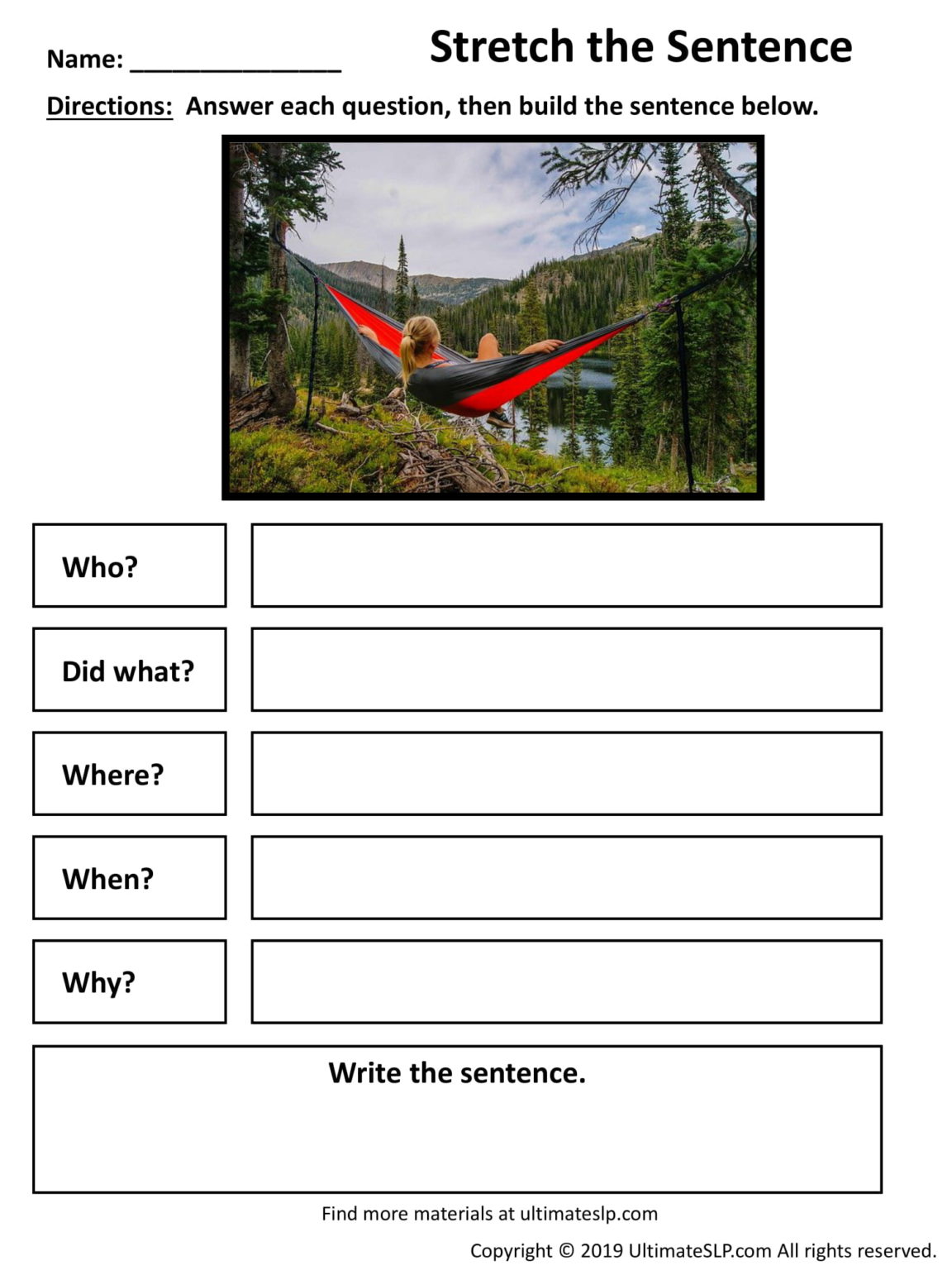 Stretch the Sentence Worksheet 5 - Ultimate SLP