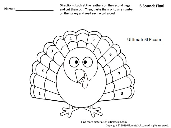 Turkey Worksheet S Final - Ultimate SLP