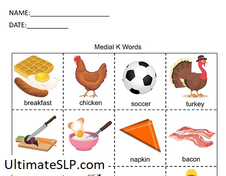 list of k words speech therapy